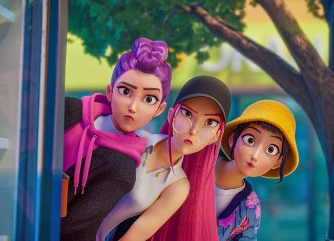 Tiga tokoh utama Kpop Demon Hunters. [Netflix]