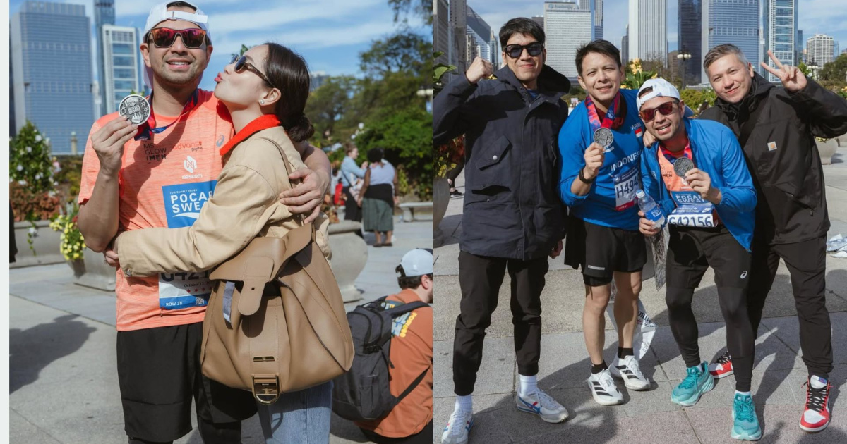 Raffi Ahmad & Ariel NOAH Taklukkan Chicago Marathon, Nagita dan Gading Sorak di Pinggir Jalan