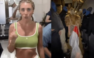 Bonnie Blue Lecehkan Bendera Indonesia, Pamer Gestur Oral Seks di Kedubes RI London