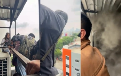 Viral Video Karyawan Terra Drone Terjebak di Rooftop Lantai 6 saat Kebakaran, Begini Kondisinya!