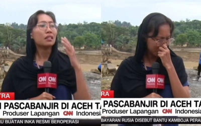 Viral Video Jurnalis CNN Indonesia Irine Wardhanie Menangis Saat Meliput Bencana Aceh Tamiang