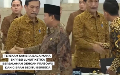 Terekam Kamera, Perbedaan Ekspresi Luhut saat Salaman dengan Prabowo dan Gibran