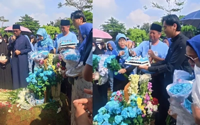 Haru! Keluarga dan Fans Rayakan Ultah Vidi Aldiano di Makam, Ada Kue hingga Bunga Biru