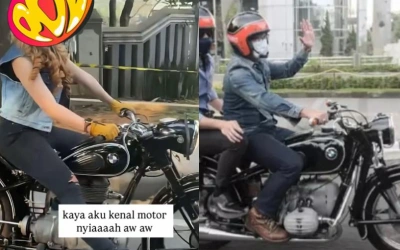 Viral Foto Sosok Cewek Pirang di Atas Moge BMW, Mirip Motor Ridwan Kamil yang Disita KPK!