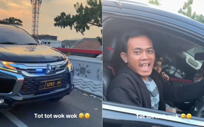 Pajero Berpelat Polisi Pakai ‘Tot Tot Wuk Wuk’ di Bandung, Netizen Sebut Pengemudi Residivis