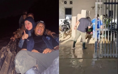 Pulang ke Sumatera, Praz Teguh Ikut Bersihkan Sisa Lumpur di Rumah Ayahnya yang Terkena Bajir