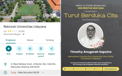 Segini Rating Universitas Udayana Merosot Imbas Kasus Timothy Anugerah