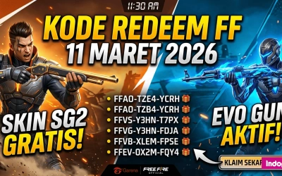 Klaim SEKARANG! Kode Redeem FF 11 Maret 2026: Skin SG2 dan Evo Gun Gratis Masih Aktif!