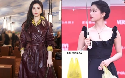 Zhang Jingyi Tenteng Tas Kresek Kuning ke Red Carpet, Auto Jadi Fashion Item