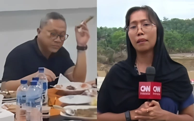 Beda Gaya Zulkifli Hasan dan Jurnalis CNN saat Tinjau Korban Banjir di Aceh