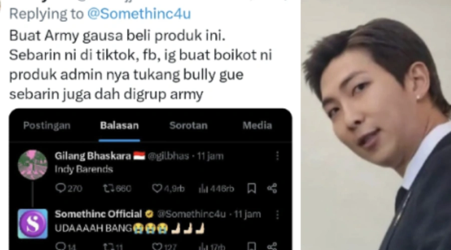 ARMY Ngamuk Namjoon BTS Dihina Mirip Indy Barends, Brand Somethinc Terseret