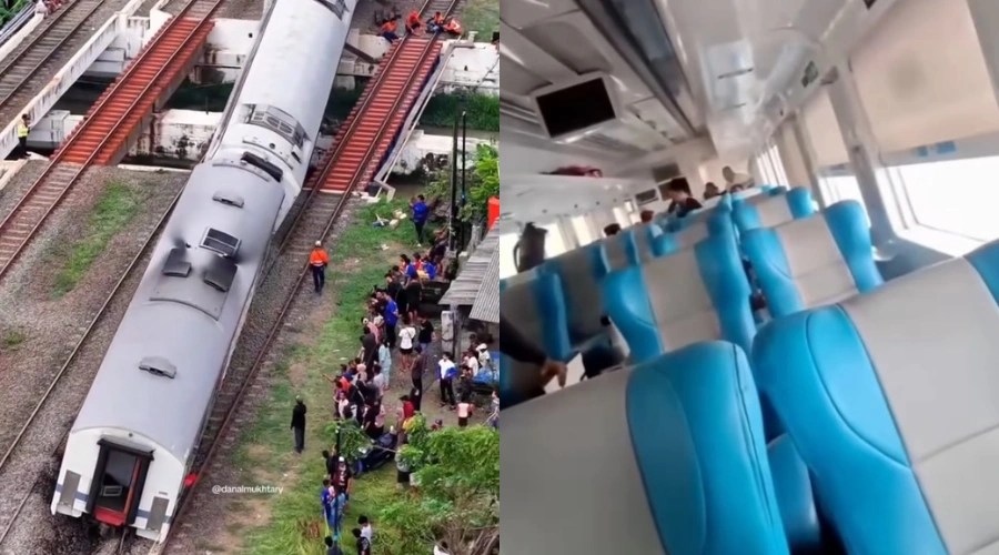 Ngeri! Detik-detik Kepanikan Penumpang Kereta Anjlok di Bekasi