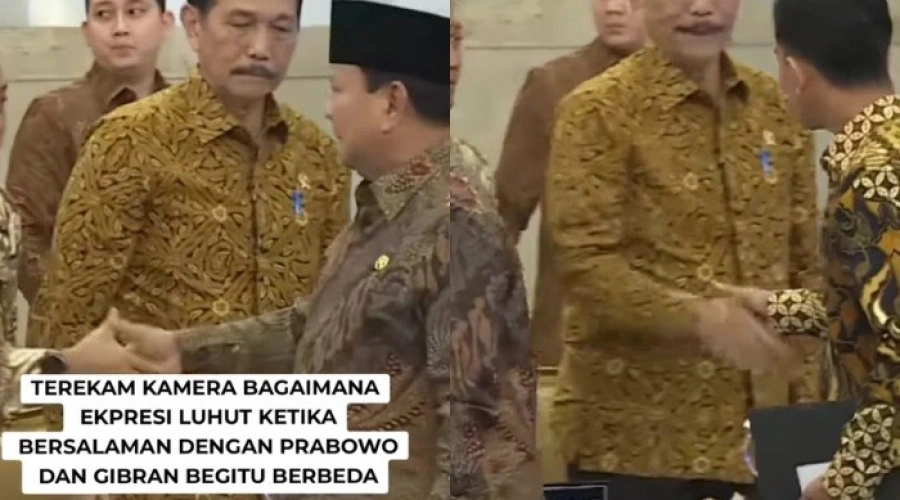 Terekam Kamera, Perbedaan Ekspresi Luhut saat Salaman dengan Prabowo dan Gibran