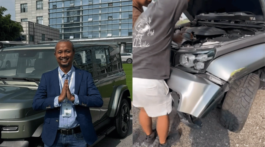 Detik-detik BAIC BJ40 Fitra Eri Terlibat Insiden dengan Bus Ugal-ugalan di Jalan Tol