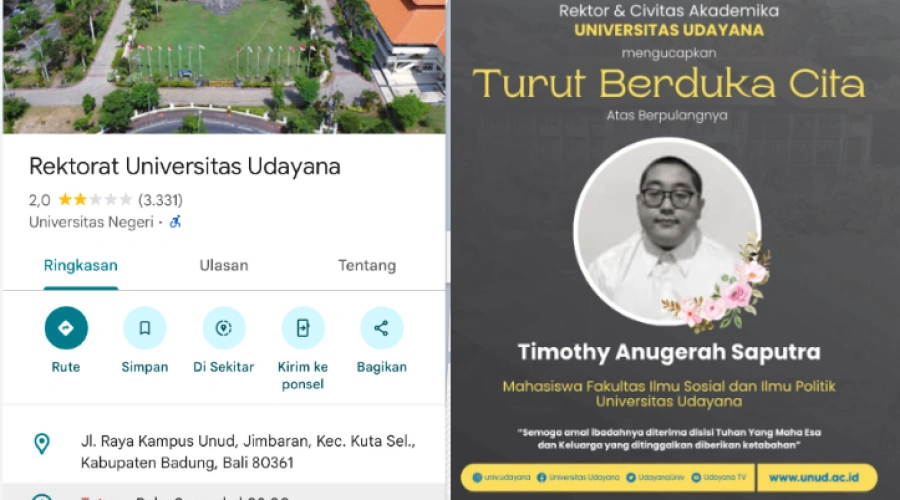 Segini Rating Universitas Udayana Merosot Imbas Kasus Timothy Anugerah