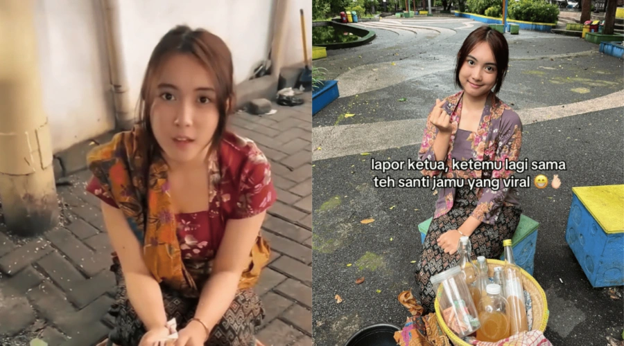 Terkuak! Netizen Duga ini Profesi Asli Santi Penjual Jamu Cantik Bandung yang Viral
