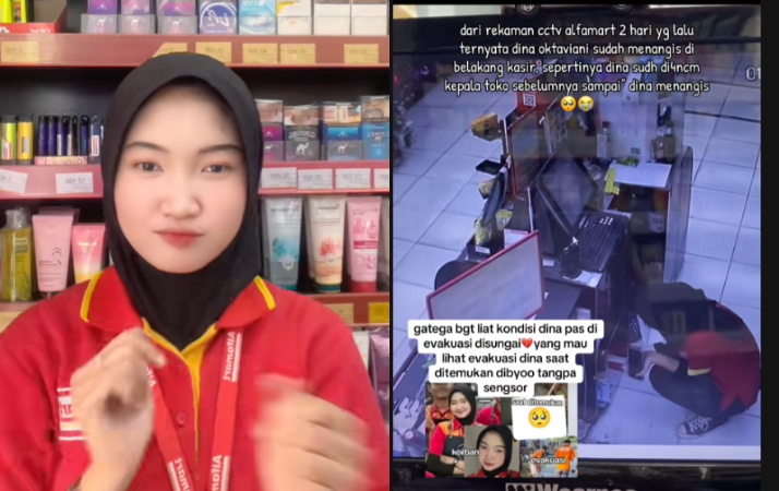 CCTV Dina Oktaviani 2 Hari Sebelum Kejadian, Meringkuk Menangis di Belakang Meja Kasir