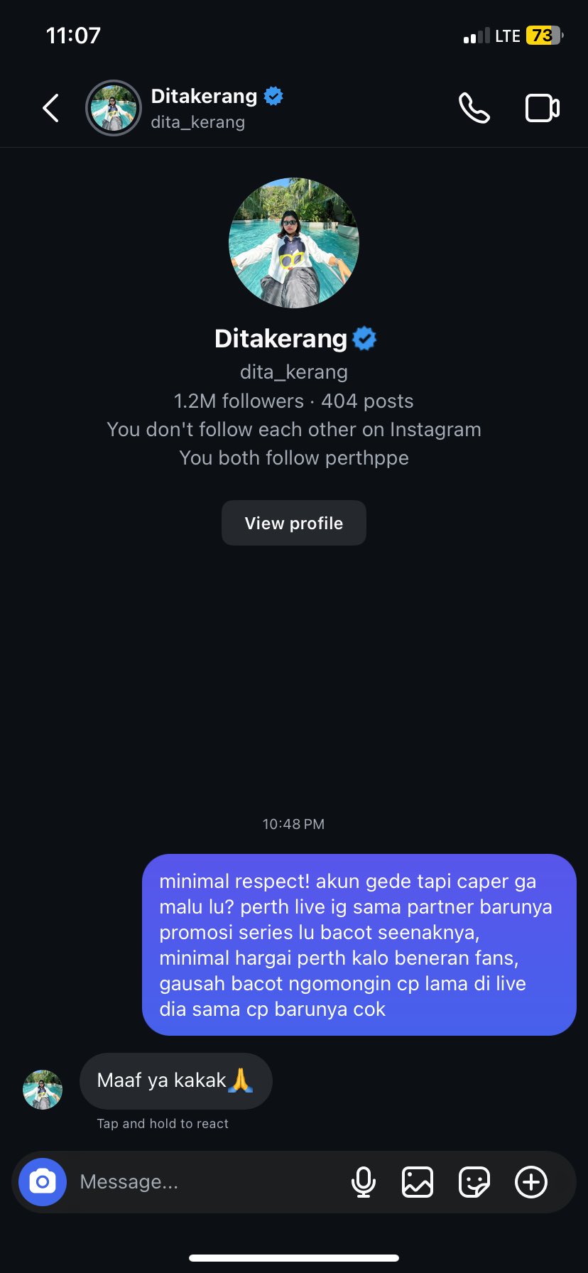 Dita Kerang Dirujak Netizen Ucapkan Pesan Caper ke Aktor Thailand