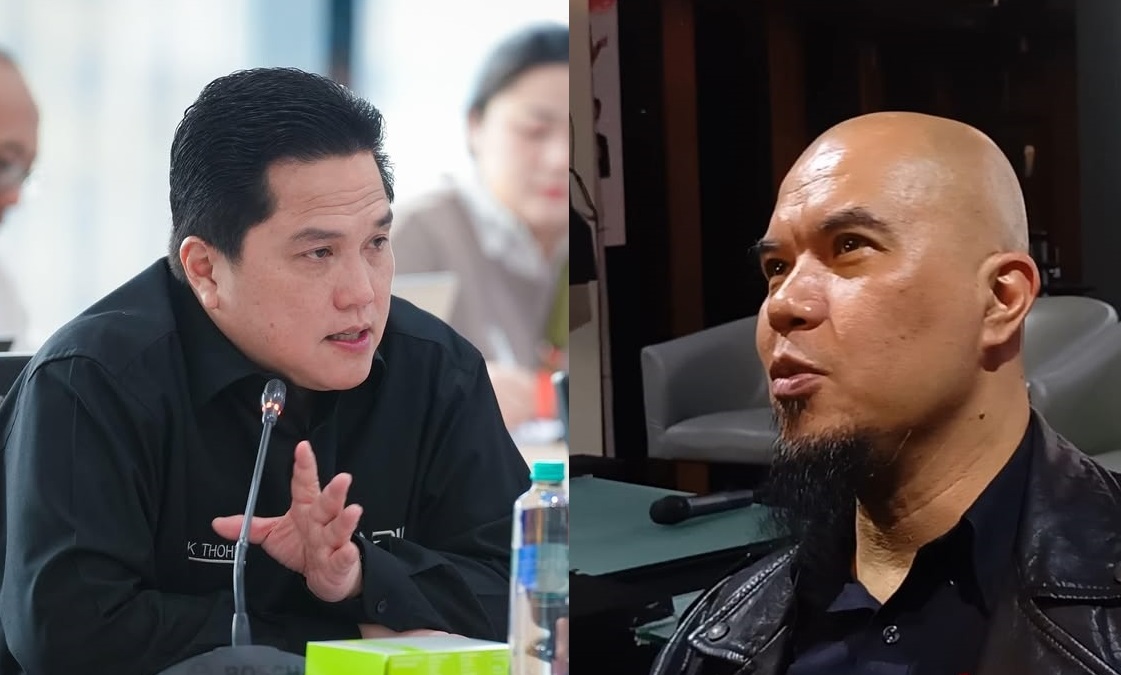 Kolase Foto Ahmad Dhani dan Ketum PSSI Erick Thohir