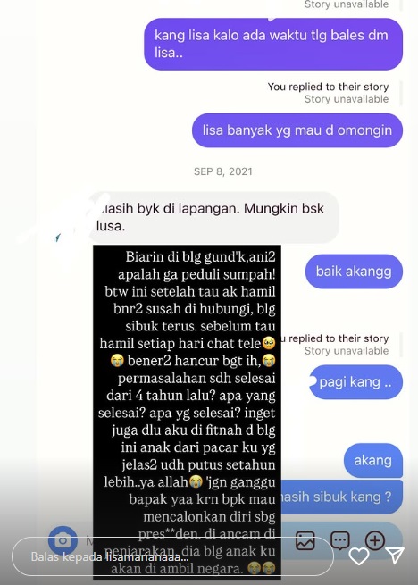 Chat Lisa Mariana dengan Ridwan Kamil.