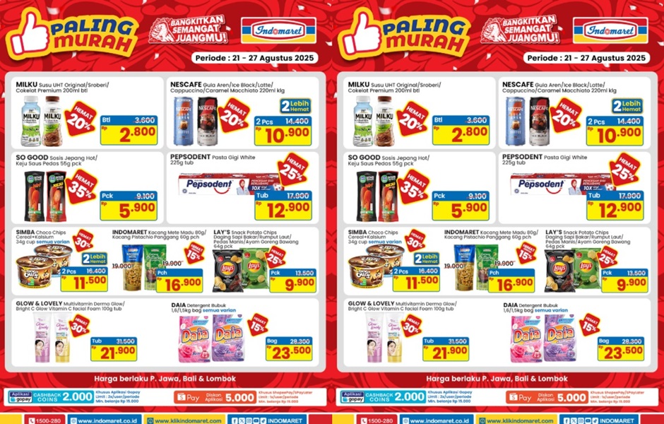 Cek Promo Indomaret Hari Ini Minggu 24 Agustus 2025: Banjir Diskon Plus Cashback Gopay dan Shopeepay