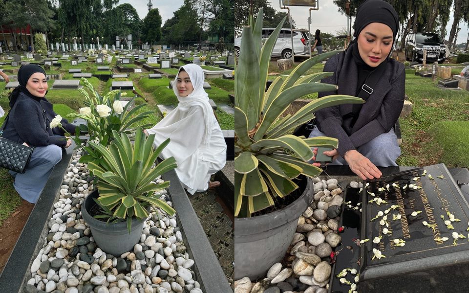 Reza Artamevia Tenteng Tas Mewah kala Ziarah ke Makam Adjie Massaid