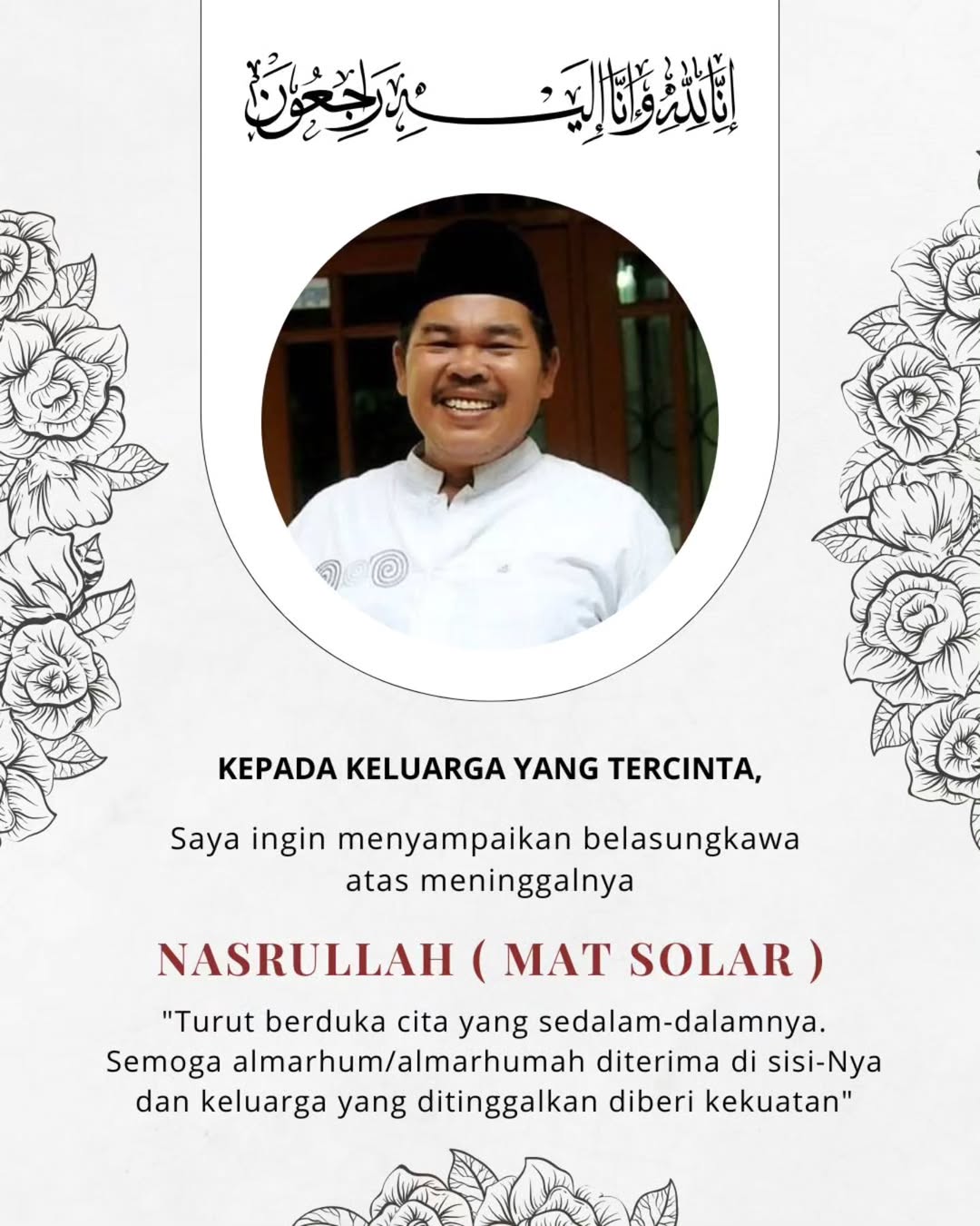Rieke Dyah Pitaloka kabaran Mat solar meninggal lewat Instagramnya.