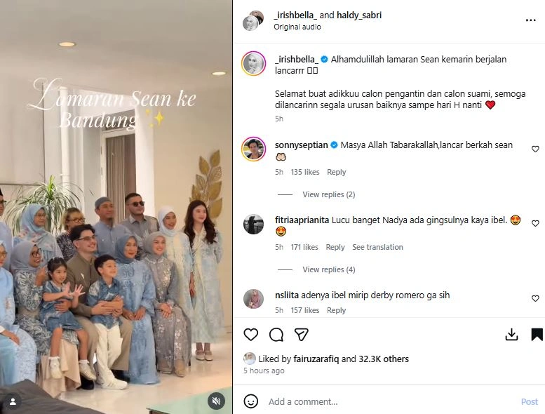 Acara Lamaran Adik Irish Bella [sumber: Instagram Irishbella]