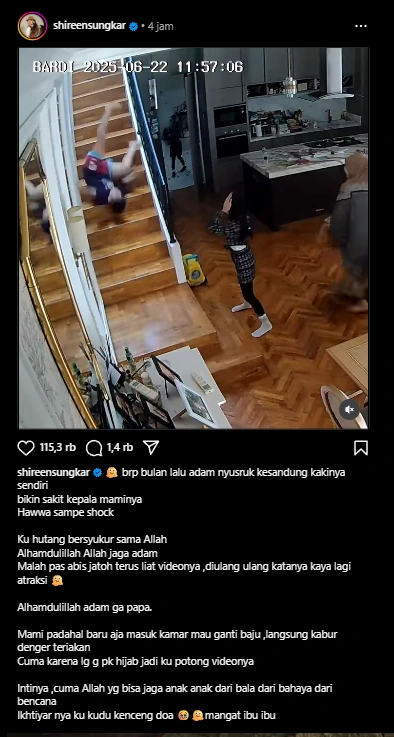 Adam, Anak Shireen jatuh dari tangga cr. Instagram