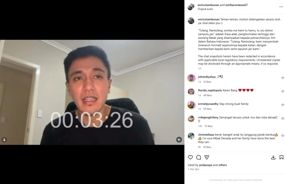 Adik Denada [sumber: Instagram Enricotambunan]