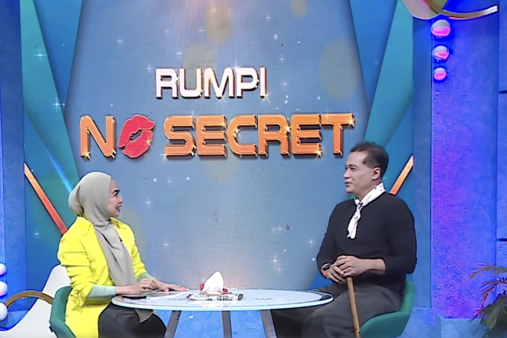 Adjie Pangestu di acara Rumpi No Secret. [YouTube/Trans TV]