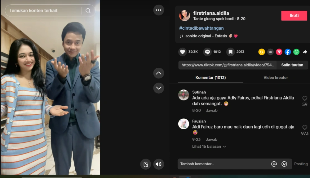 Adly Fairuz Tiktokan Bareng Firstriana Aldila Cc Tiktok