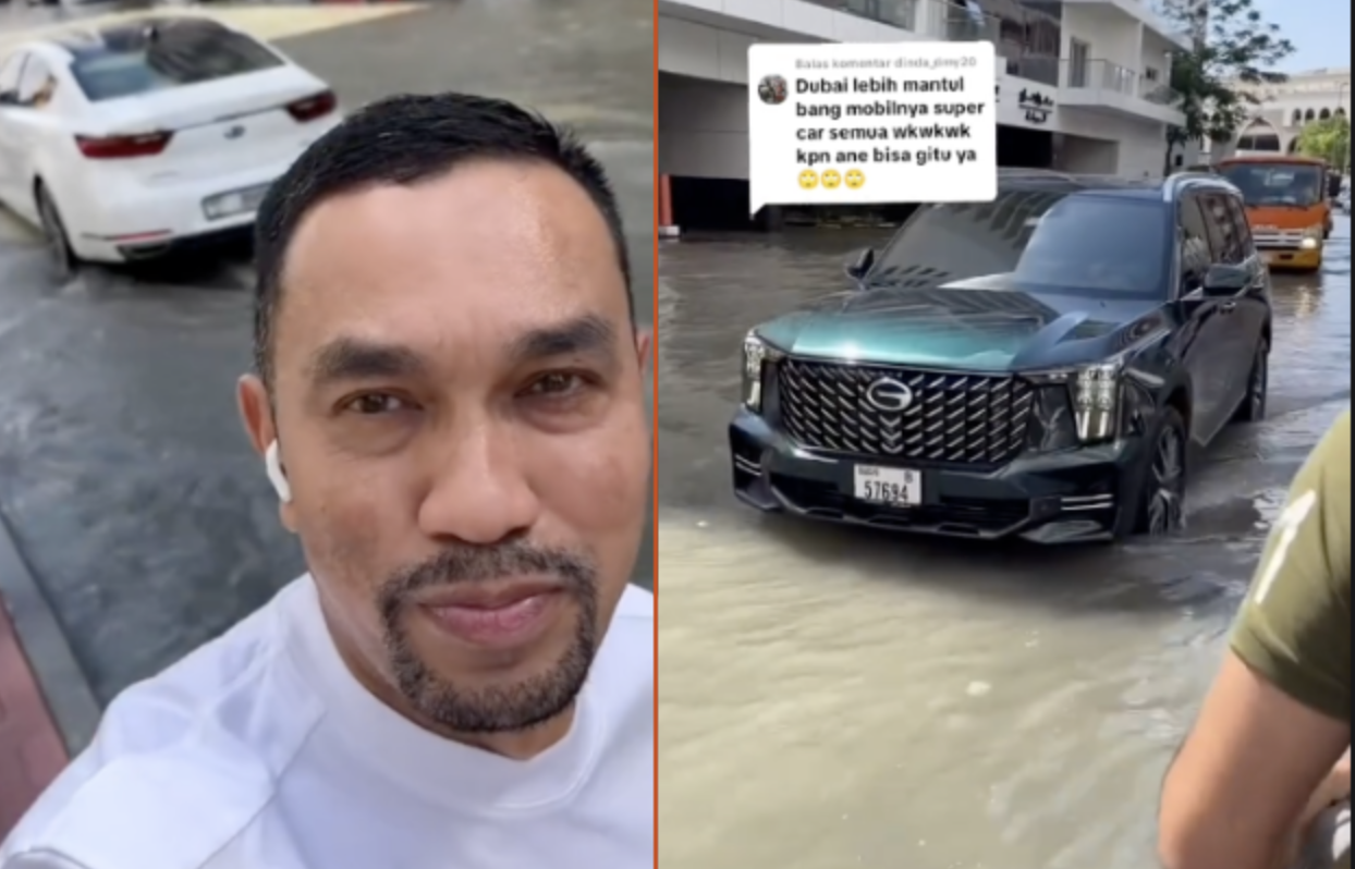 Ahmad Sahroni Kebanjiran di Dubai! Walau Terendam, Jenggot Tetap Menyala