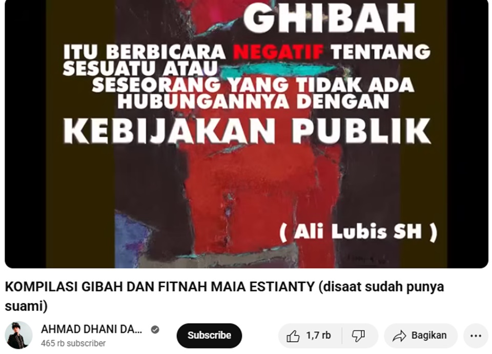Konten YouTube Ahmad Dhani soal Maia Estianty