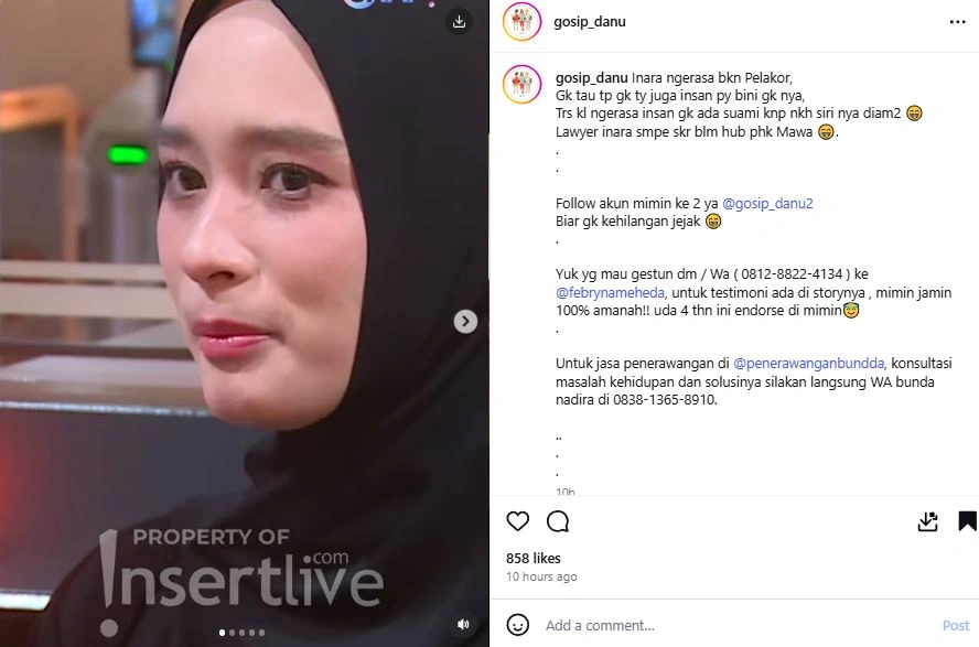 Alasan Inara Rusli Ogah Disebut Pelakor [sumber: Instagram Gosip Danu]