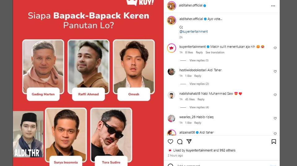 Selamat, Aldi Taher Kabarkan Istrinya Lahiran Anak Kedua