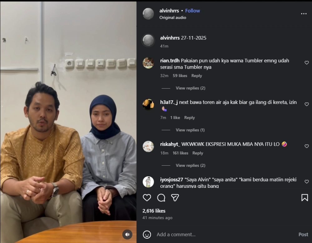 Alvin Harris Dan Anita Dewi Minta Maaf Gegara Tumbler Hilang Cc Instagram Jpg