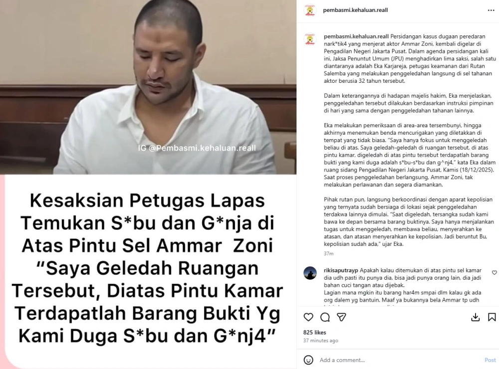 Ammar Zoni Diduga Simpan Sabu Di Lapas [Sumber: Instagram Pembasmi Kehaluan Reall]