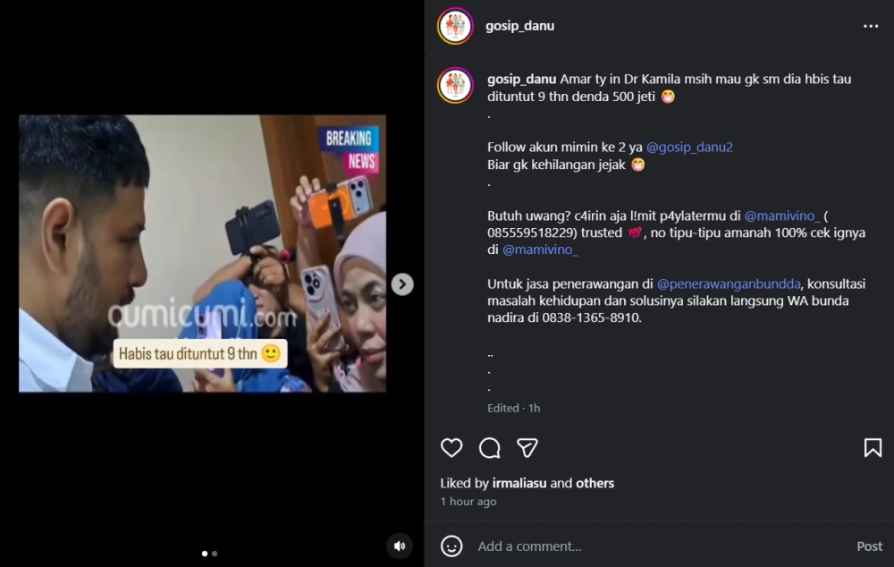 Ammar Zoni Minta Balikan Dengan Dokter Kamelia [Sumber: Instagram]