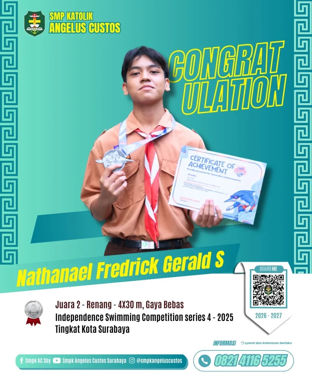 Anak Bella Saphira juara 2 lomba renang tingkat provinsi. (Instagram)