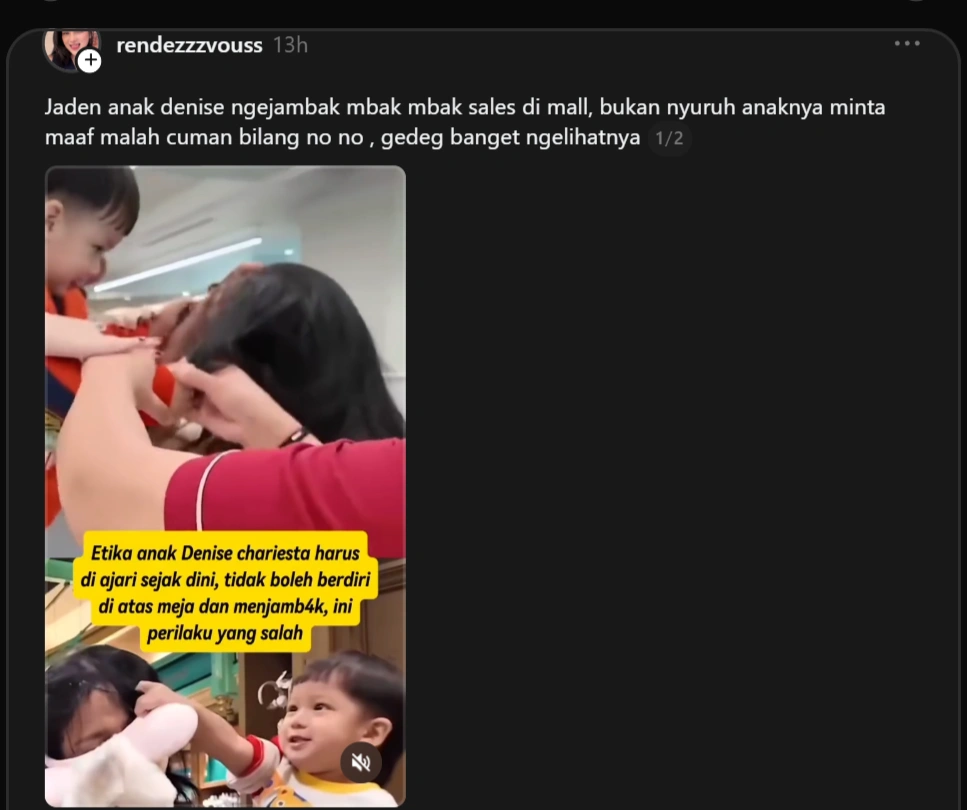 Anak Danise Chariesta Disorot Gegara Dianggap Nakal [Sumber: Threads]