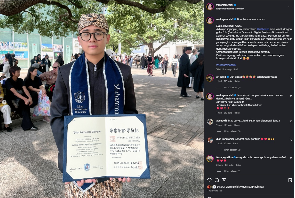Anak Kedua Mulan Jameela Wisuda Instagram
