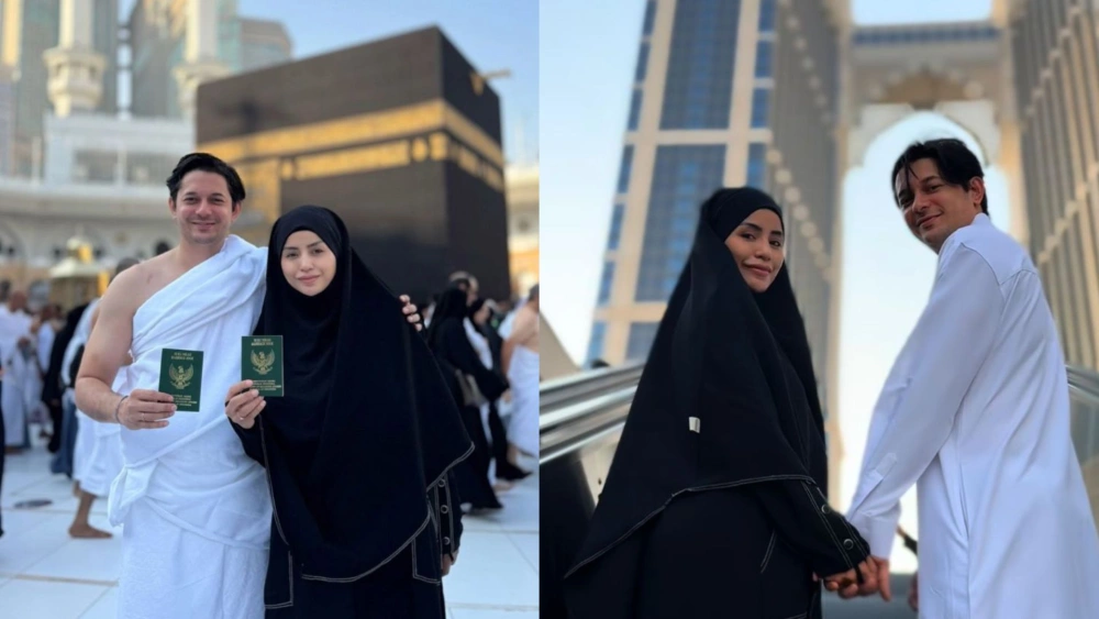 Andrew Andika dan Violentina Kaif mengumumkan pernikahan mereka di depan Ka'bah. [Instagram]