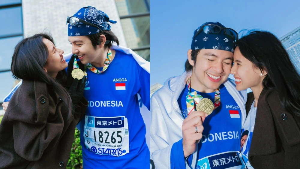 Shenina sangat bangga dengan suaminya yang berhasil menyelesaikan marathon pertamanya. [Instagram]