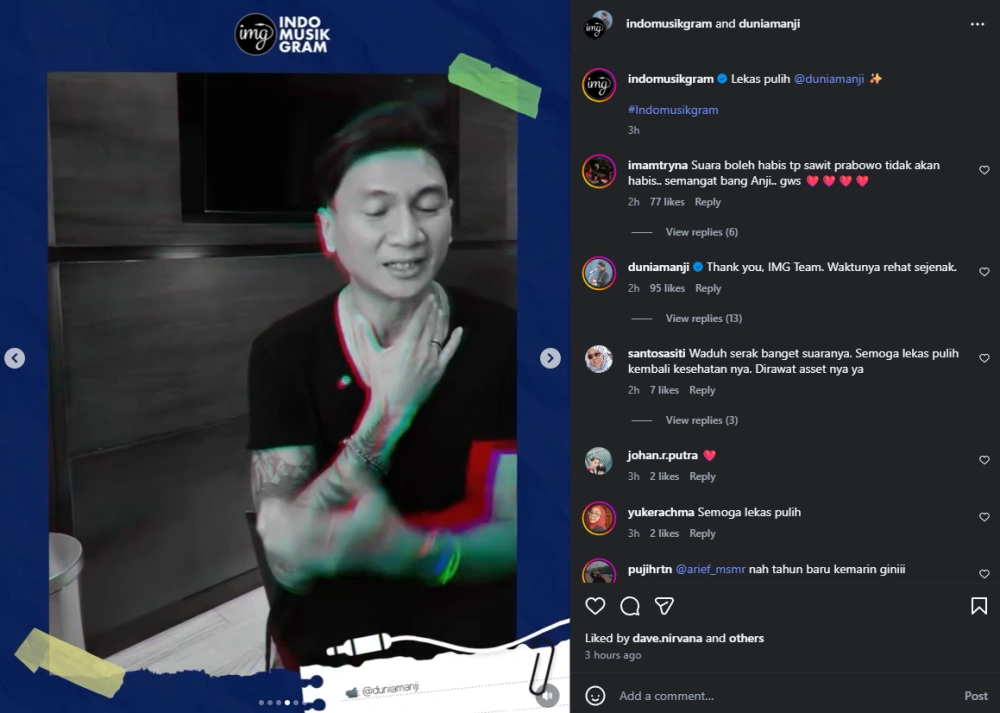 Anji Manji Minta Maaf Karena Batal Bernyanyi Di Semarang [Sumber: Instagram]