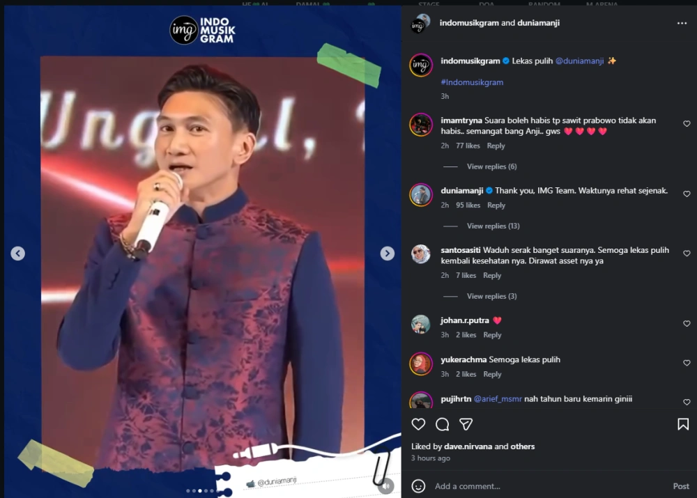 Anji Manji Minta Maaf Karena Batal Bernyanyi Di Semarang [Sumber: Instagram]