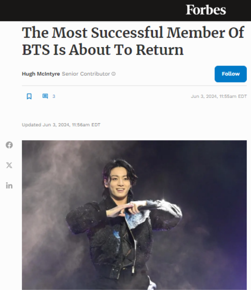 Forbes Spill Member BTS Paling Sukses, Siapa?