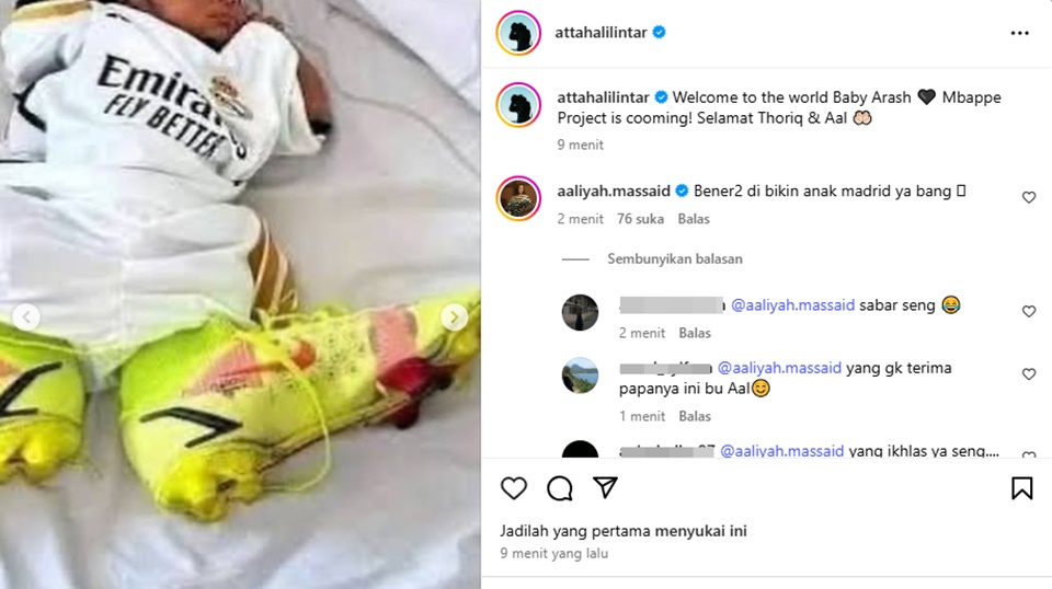 Atta Halilintar Dandani Keponakan Pakai Baji Tim Bola Favorit [Instagram]