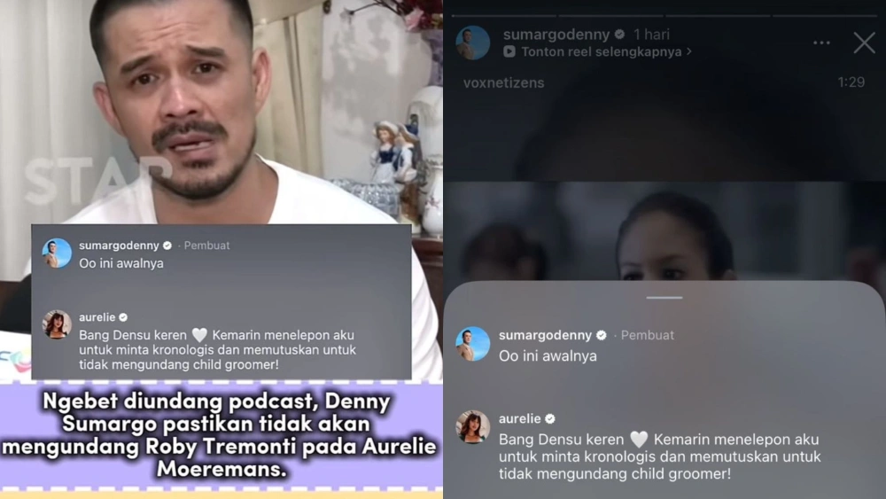 Respons Aurelie soal Roby Tremonti yang minta diundang ke podcast Denny Sumargo. [TikTok]