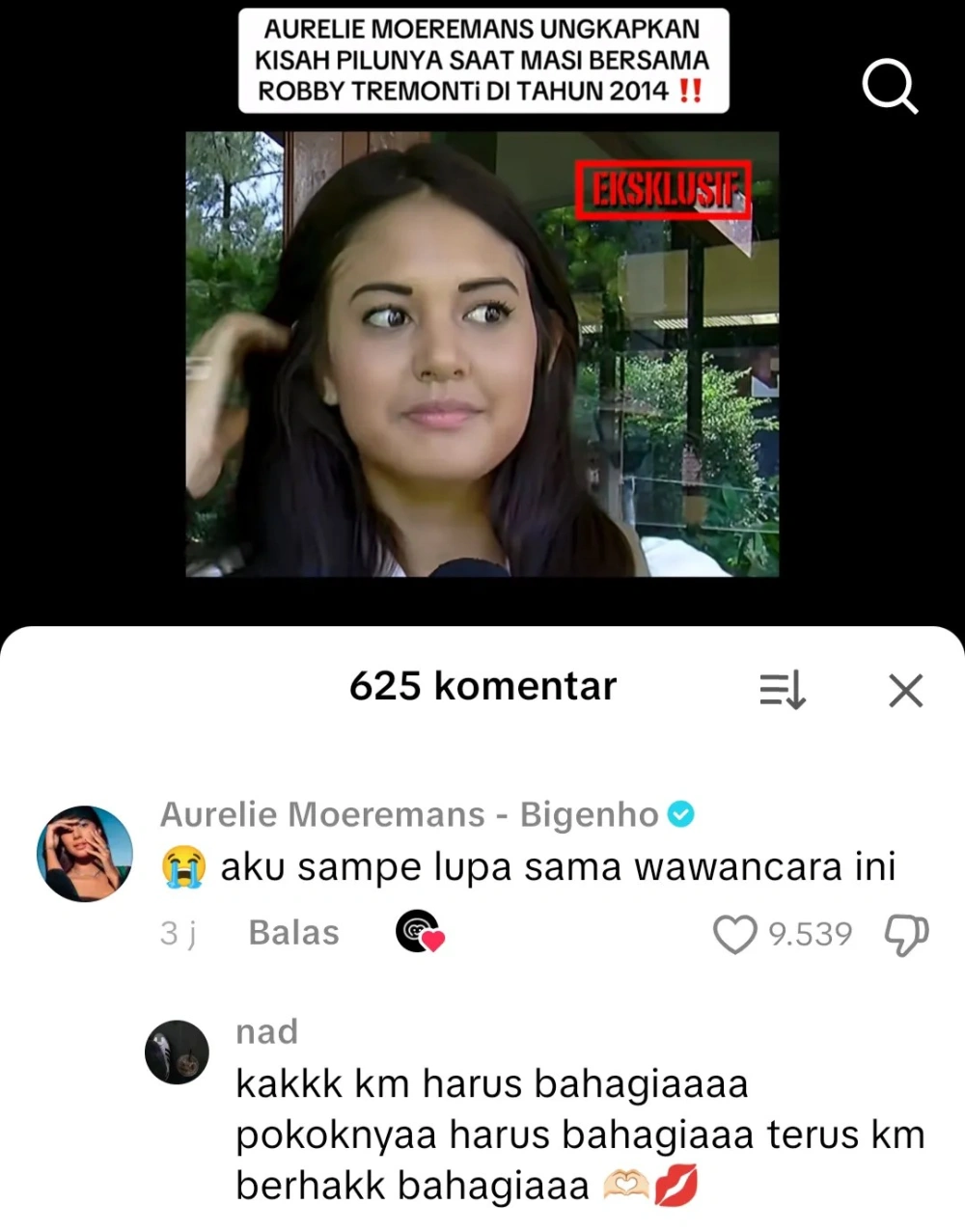 Aurelie Moeremans Ngaku Lupa Pernah Interview Tentang Tabiat Roby [Sumber: Treads]
